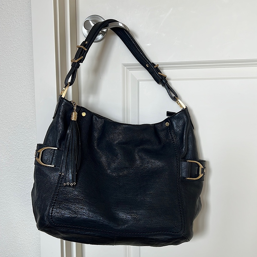 Cole Haan Black Genuine Leather Hobo Handbag